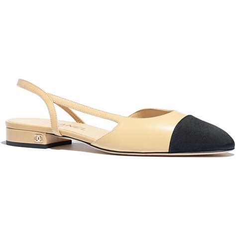 chanel slingback beige and black price|chanel ballet flats slingback.